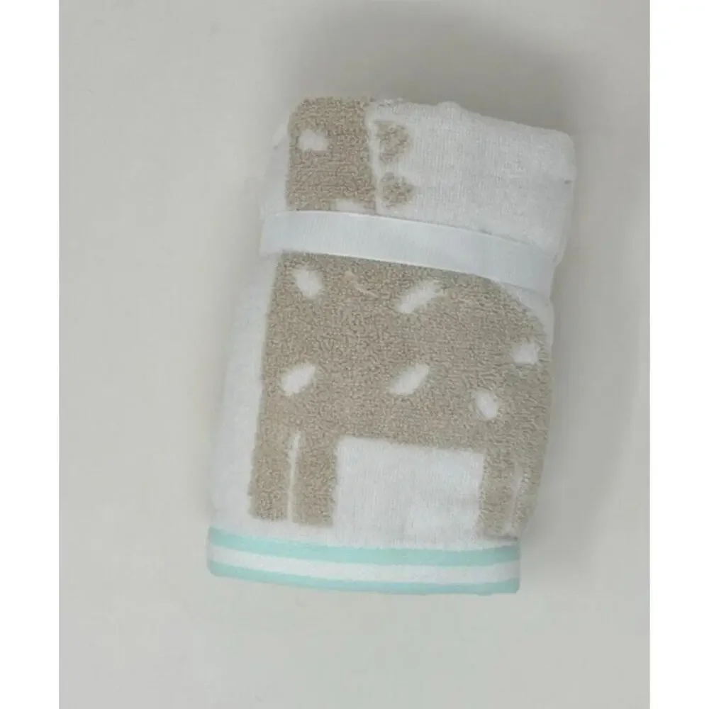 Caro Safari Animals Hand Towels Soft Cotton Aqua Giraffe Elephant Lion Hippo